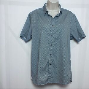 Ted Baker Preppy Casual Fitted Micro-Pattern Short Sleeve Button-Up Shirt